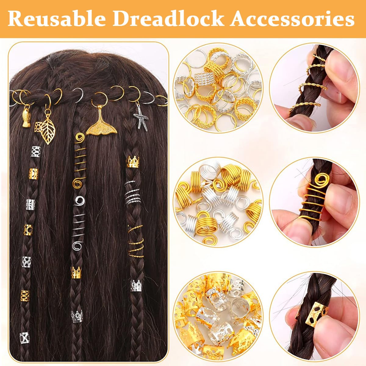 PALAY 292pcs Hair Jewelry for Braids, Assorted Dreadlocks Hair Braiding Charms, Stylish Metal Hair Pendants Coils Rings Clips Hair Accessories for Women Girls PALAY 292pcs Hair Jewelry for Braids, Assorted Dreadlocks Hair Braiding Charms, Stylish Metal Hair Pendants Coils Rings Clips Hair Accessories for Women Girls